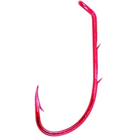 Eagle Claw Lazer Sharp Baitholder Hook, Size 4, Barbed Forged, 2 Sliced Shank, Offset, Down Eye, Red, 10PK L181RGH-4